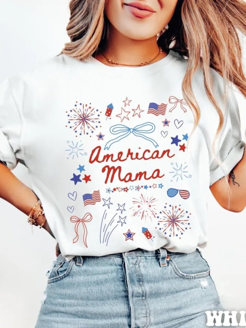 4th of July Mom Shirt, Graphic Bow Mom Shirt, Gift For Mother